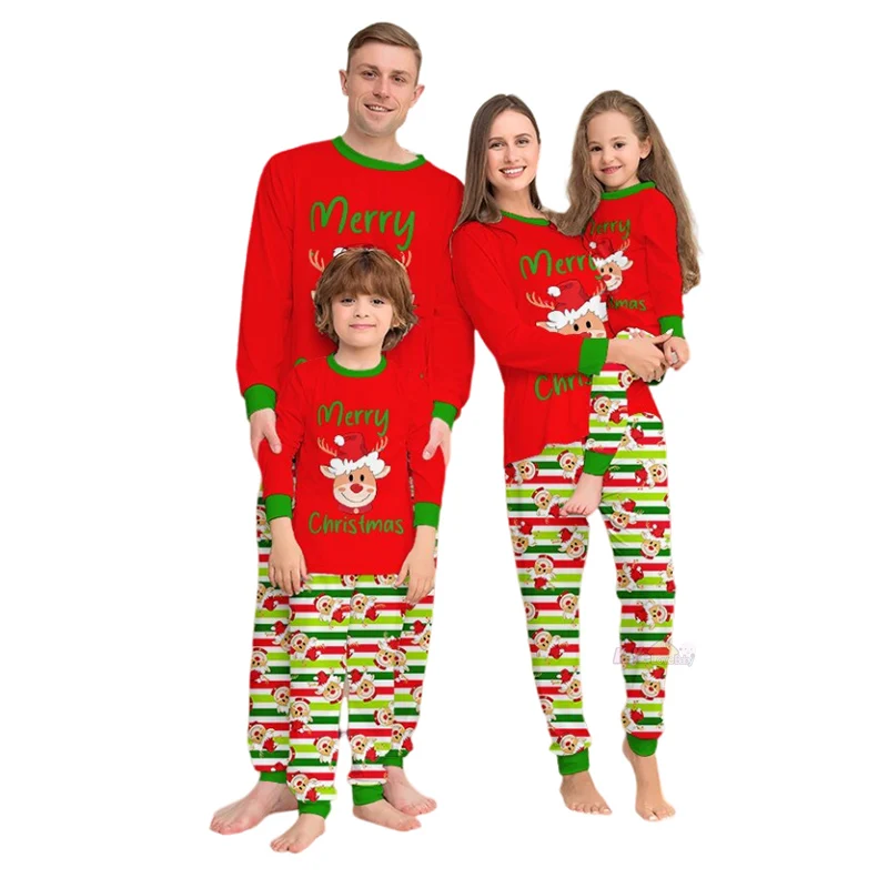 Christmas Family Matching Pajamas Outfit Set 2025 Father Mother And Daughter Son Kids Matching Baby Girl Rompers Pyjamas Clothes