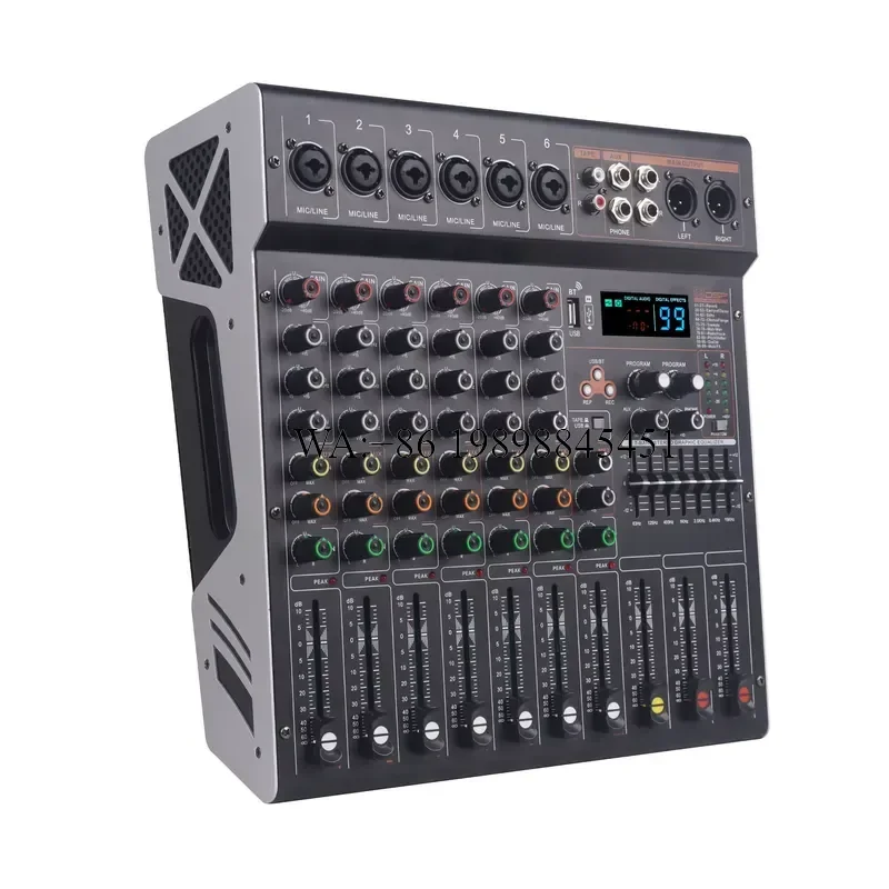 WMWMNU 6-Channel 2X300W Professional Audio Mixer 99DSP Effects Dj Controller/audio Console Mixer for Live Streaming Recording