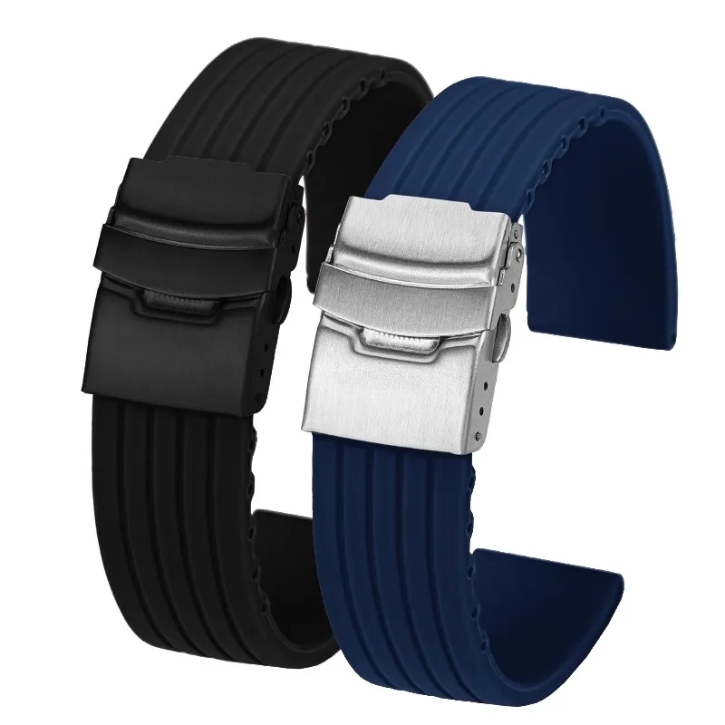 Correa de silicona de 22mm para Swatch X Blancpain Five Oceans Fifty Fathoms, pulsera de goma a rayas, bandas deportivas con hebilla de acero