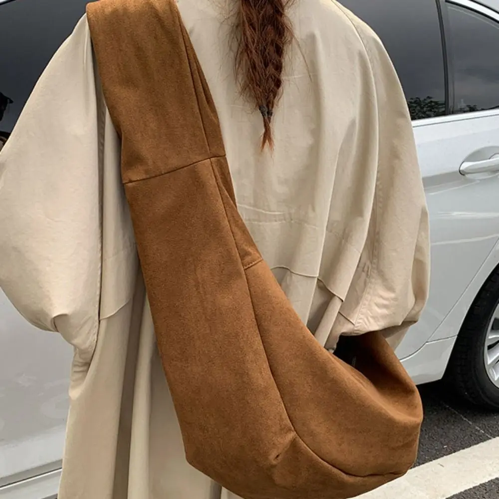 

Zipper Suede Matte Dumplings Bag Handbag Solid Color Vintage PU Crossbody Bag Large Capacity Korean Style Female Tote Bag