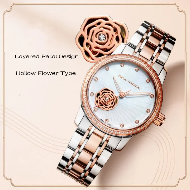 2024 New Fashion Seagull Watch Female Simple Temperament Hollow Automatic Mechanical Women Watch 317.15.6121KL