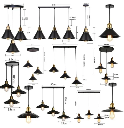 JOYINLED Vintage Iron Hanging Lamp E27 for Hotel Lobby, Gallery, Mudroom, Bay Window, Reception, Kitchen, Island Counter, Alcove