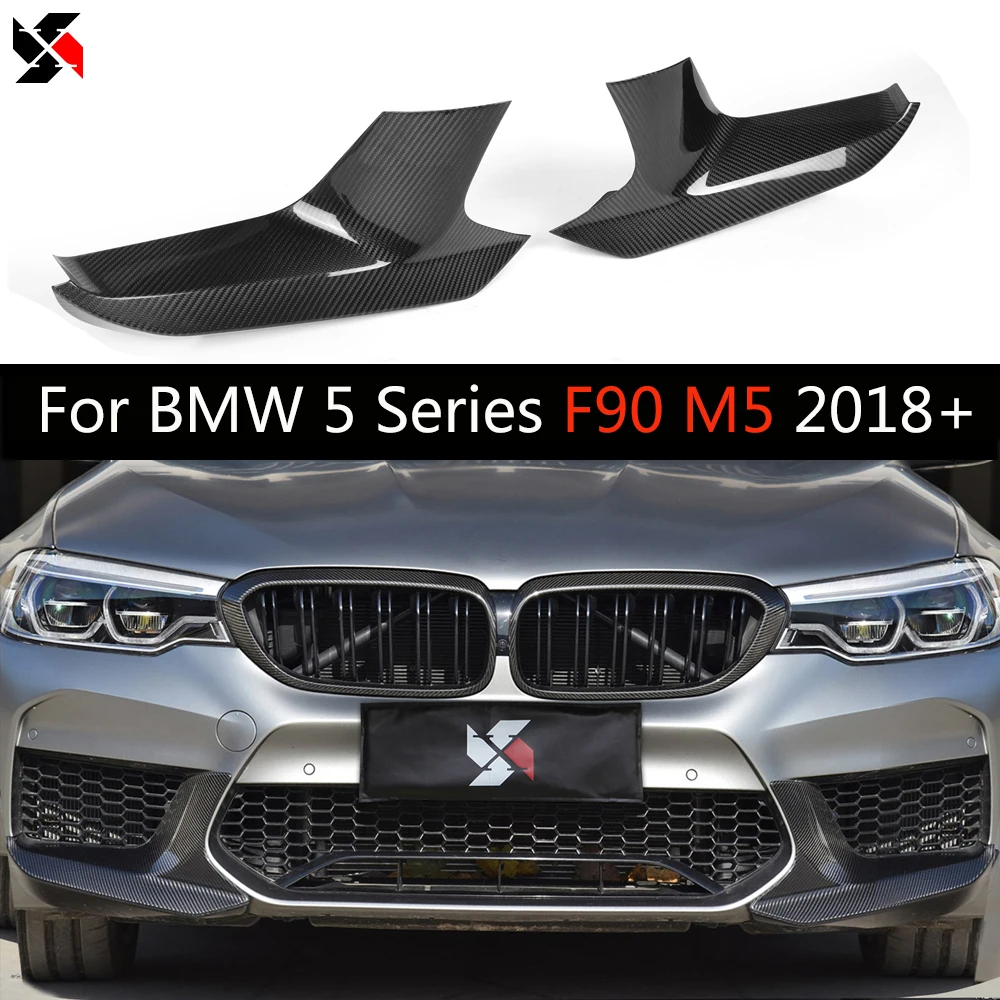 

Real Dry Carbon Fiber Front Bumper Upper Side Splitter Canard Trim For BMW 5 Series F90 M5 2018+ Car Syling Diffuser Spoiler Lip