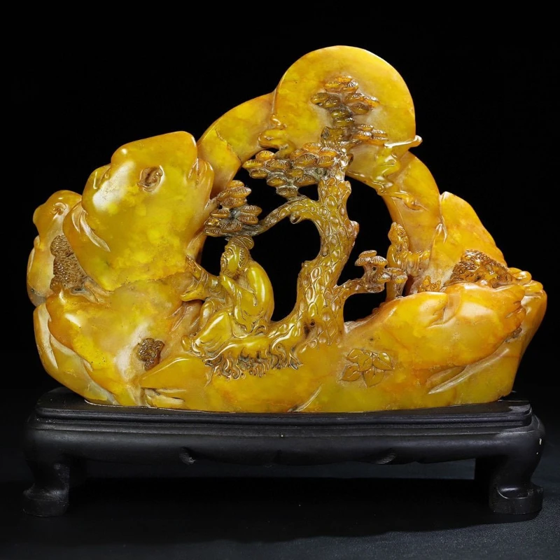 Shoushan stone hollow carving figure ornament collection decoration