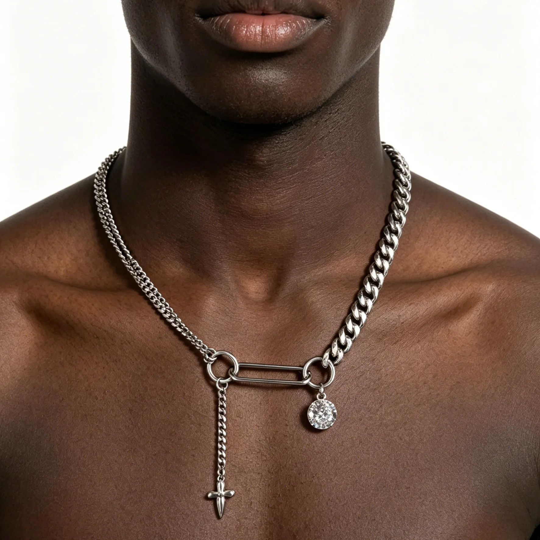 Punk Rocky Goth Stainless Steel Silver Color Thorns Chain Necklace Choker Charm Fashion Women Men Waterproof Jewelry Gifts