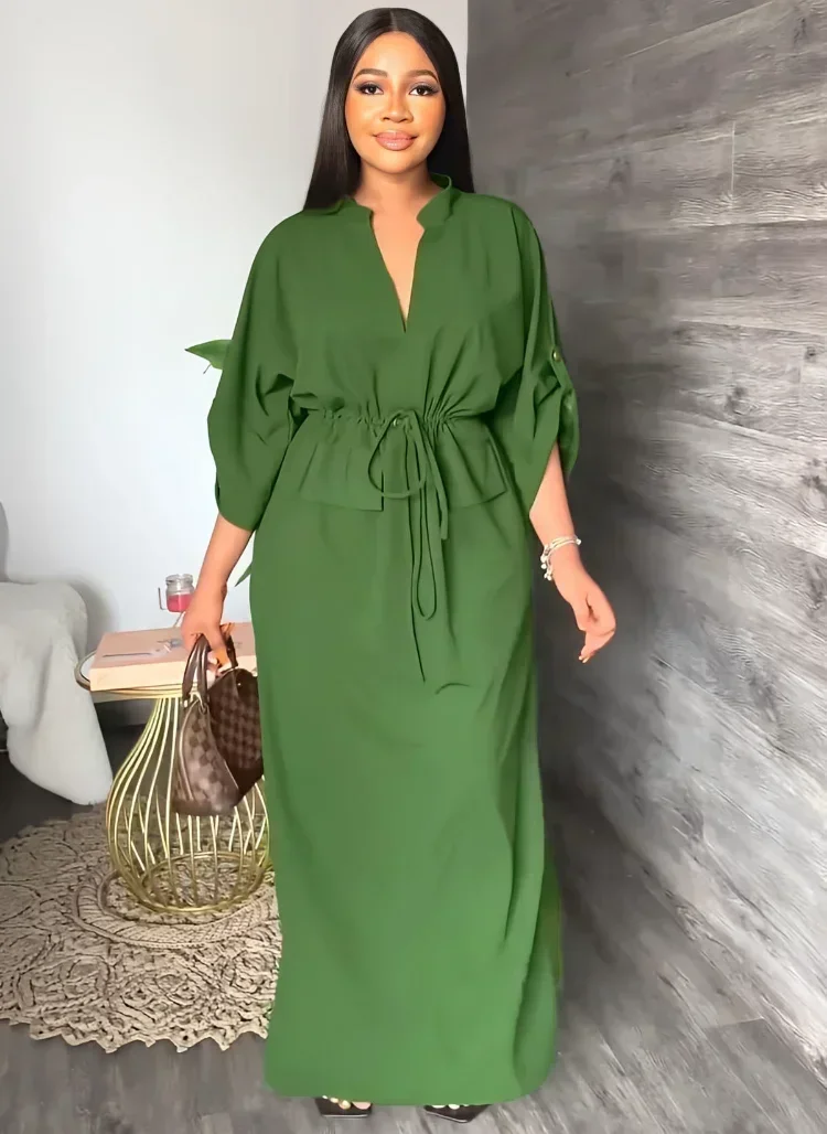 GUWU مكتب سيدة الخامس الرقبة الكشكشة مرونة الخصر سبليت الجانب ماكسي فستان نحيل الإناث الشارع الشهير Bodycon أنيقة النساء فساتين طويلة