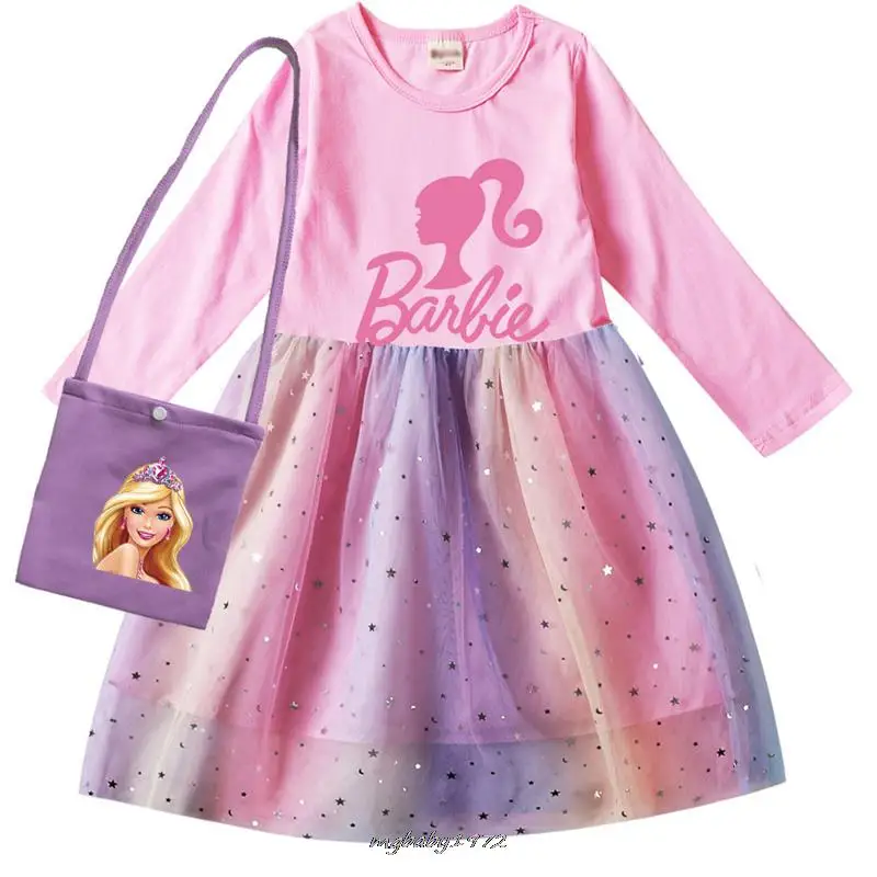 Primavera ragazze gilet Barbie principessa ragazze vestono Costume di natale bambini festa del bambino compleanno abiti Vestido vestiti e borsa