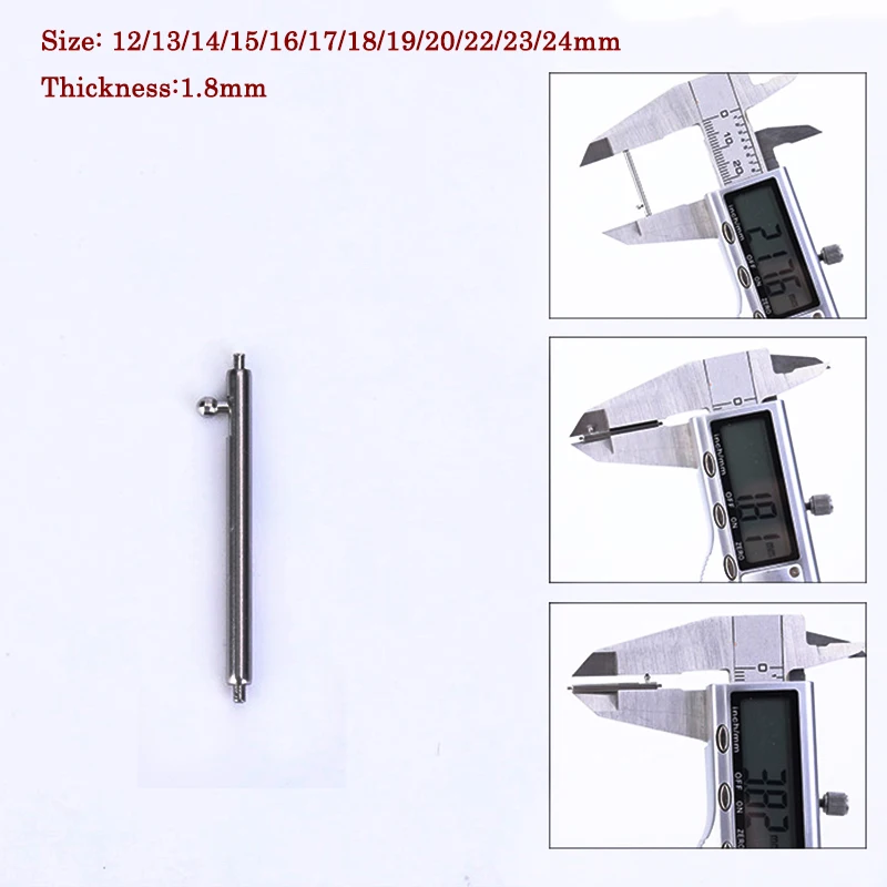 20pcs Watch Band Full Stainless Steel Spring Bars 12 13 14 15 16 17 18 19 20 21 22 24mm Quick Release Strap Link Pin 1.5mm 1.8mm