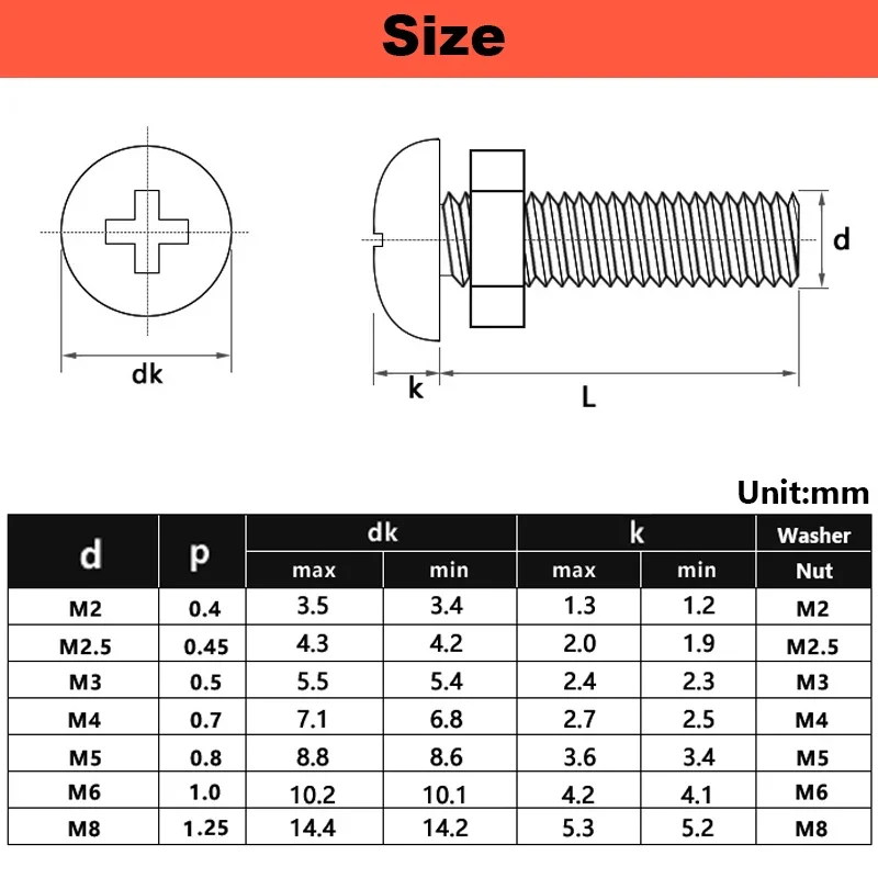 M2 M2.5 M3 M5 M6 White Nylon Round Phillips Bolt Nut Combination Set Plastic Insulated Screw Length 4mm~30mm