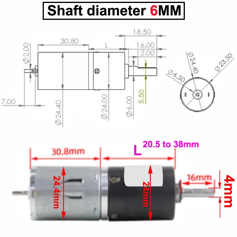 DC 6V12V24V Low Speed Micro Planetary Gear Motor Long Life Large Torque Adjustable Speed Reversible Shaft Diameter 4MM Or 6MM