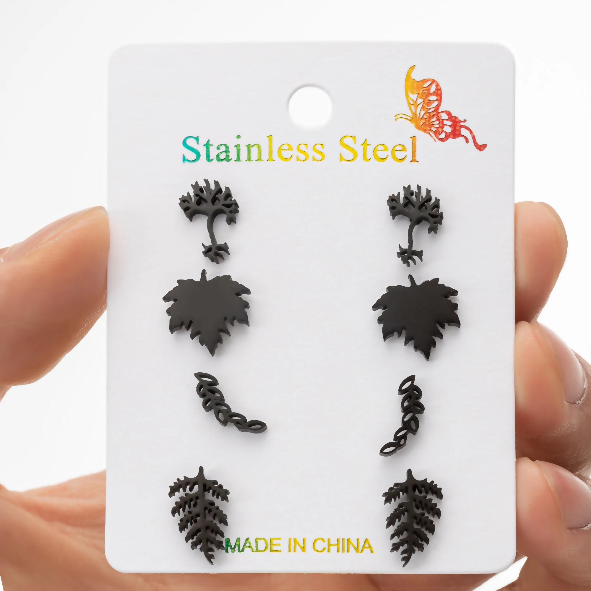 4 زوج/الوحدة الفولاذ المقاوم للصدأ أقراط موضة جديدة منحني تصميم الشعور الجوف يترك وأقراط للنساء مجوهرات هدايا الحفلات