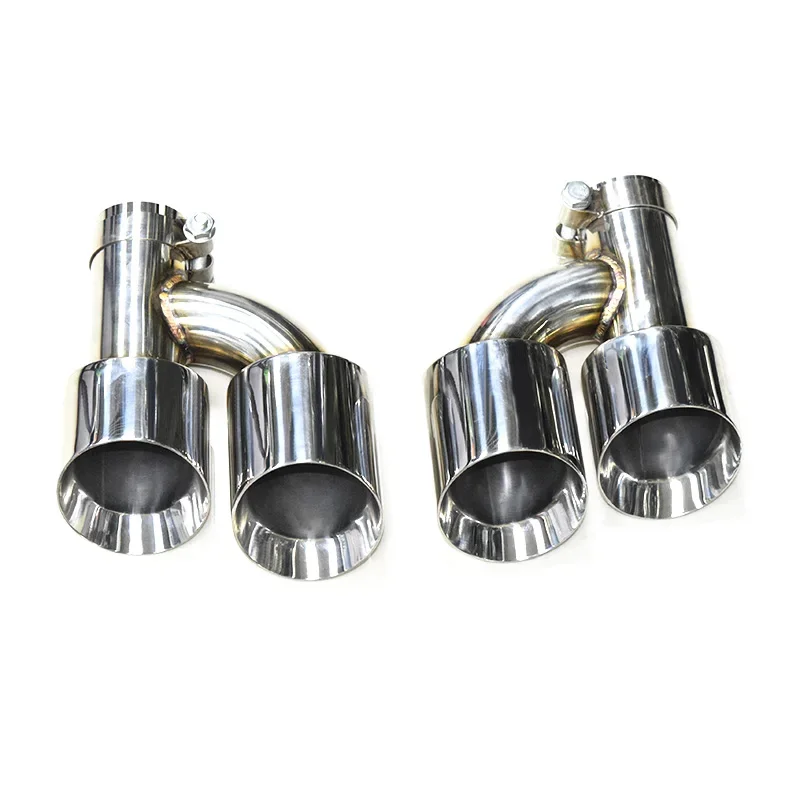 hhm1 Pair H Shaped Dual Exhaust Tip Car Universal Exhaust Pipe Stainless Steel Muffler Tips 60mm Inlet Nozzle Exhaust System