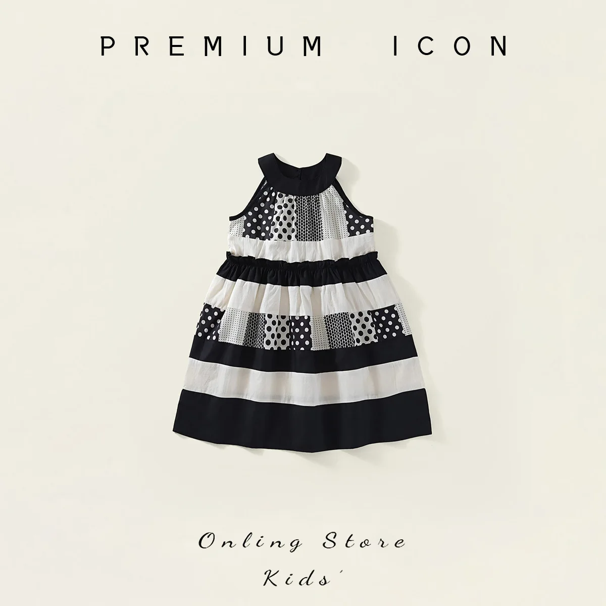 Girls' Round Dot Patchwork Japanese-Style Tank Dress 2026 Summer New Arrival Children's Strapless Princess Dress