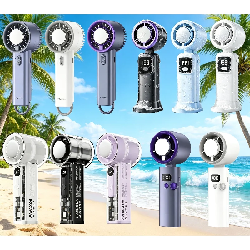 2026 New Rechargeable Mini Handheld Fan Portable Cooling Refrigeration Fan 199 Speed Adjustable Digital Display Foldable With LE