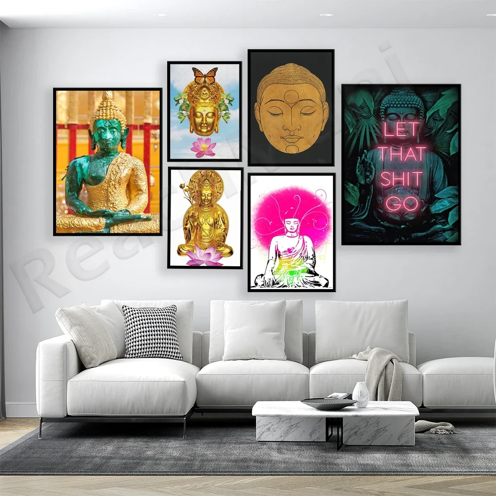 Vintage Buddha Prints - Meditation, Buddha Statues, Buddha Head Art, Minimalism, Spiritual Decor, Mindfulness, Buddhist Posters
