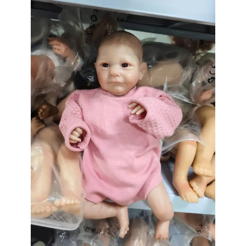 49 cm herboren babypop al geschilderd afgewerkte baby 3D huid zichtbare aderen verzamelbare kunstpop