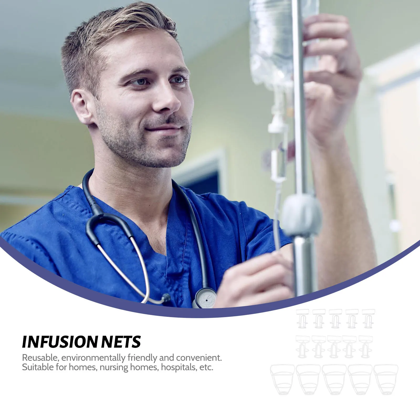 15 قطعة أغطية زجاجات التسريب 100 مللي 250 مللي 500 مللي دائم Pp قابلة لإعادة الاستخدام شبكات المالحة لمستشفى المنزل التمريض تخزين أصحاب معلقة #1