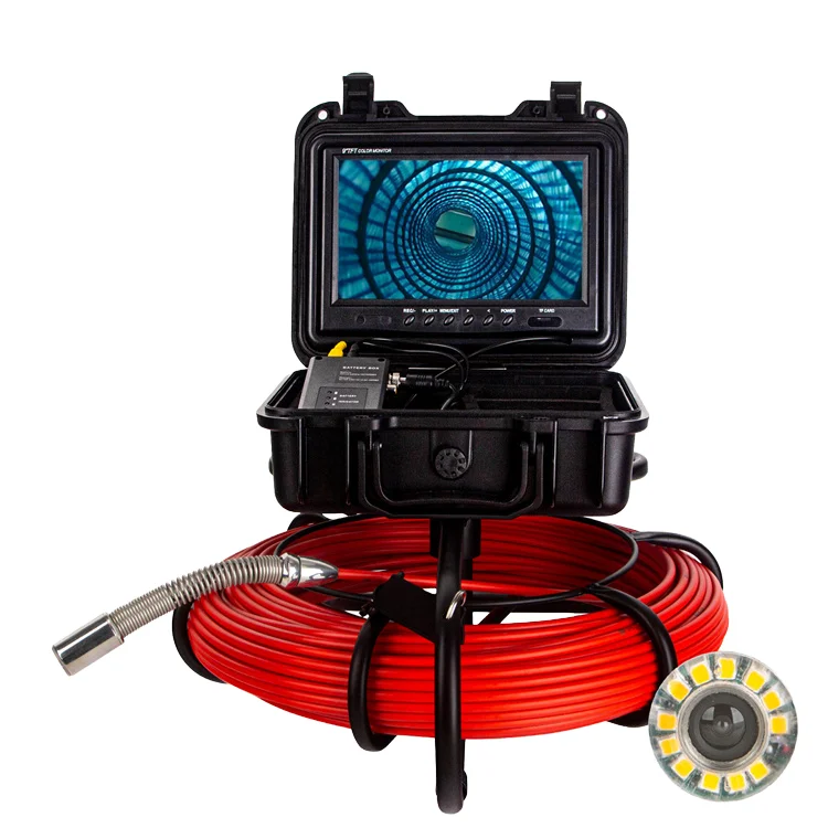 9-inch 1080P HD Night Vision Sewer Camera with DVR 16GB Pipe Inspection 512HZ Sonde Self-Leveling 7MM Cable for Sewer Line