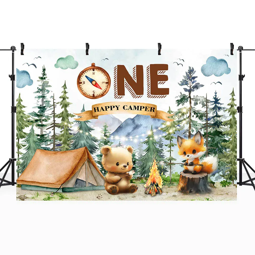 Mocsicka-خلفية عيد ميلاد الطفل الأول ، العربة السعيدة ، حيوانات الغابة ، ديكور حفلة عيد الميلاد ، خلفية الصورة ، إكسسوارات اللافتات ، صبي المغامرة