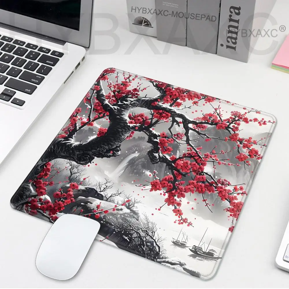 

Japanese Landscape Ink Painting Mountain mouse pad Red Cherry Blossom Flowers xs Non-Slip Desk Mat with HD Print for PC/Keyboard