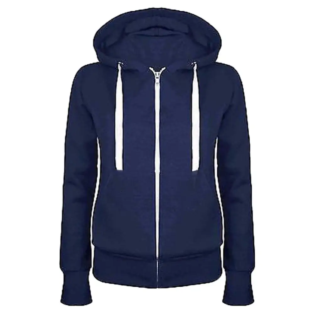 Womens Fashion Simple Drawstring Hooded Coats Women Casual Sport Fitness Hoodie Fleece Sweatshirt Zip Jackets