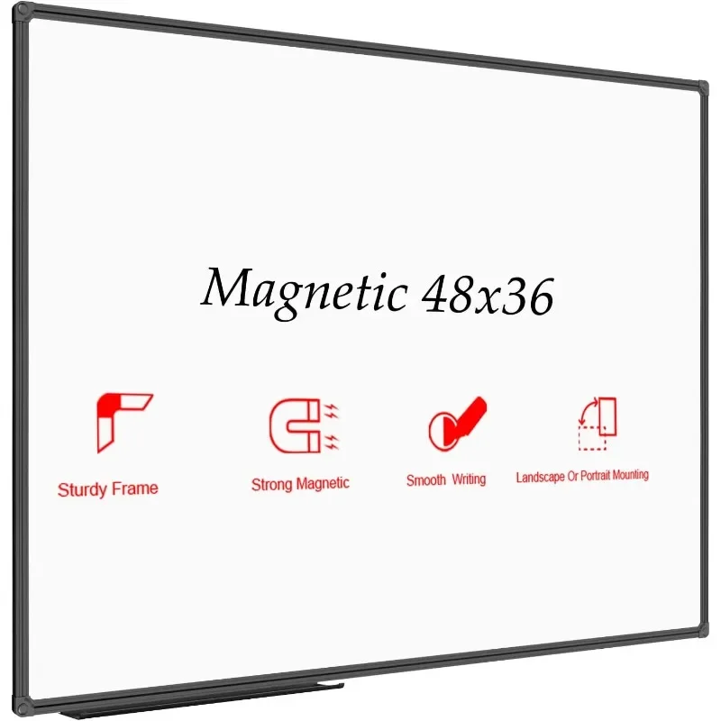 

HOT Magnetic Whiteboard/White Board, Dry Erase Board 48 x 36 Inch, Black Aluminum Frame Wall Mounted Board for Office Home