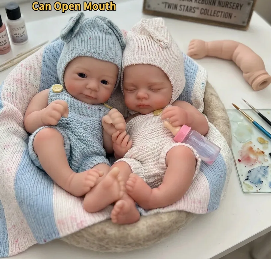 13 Inch Soft Touch Silicone Bebe Reborn Awake Or Sleeping Baby Doll For Choose Cute Reborn Doll Birthday Gifts