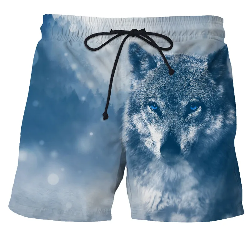 Quick Dry Bermuda Surf Swimming Shorts Animal Trunks Funny Wolf Men Summer Shorts Boxers Newest 3D Wolf Print Men Beach Shorts