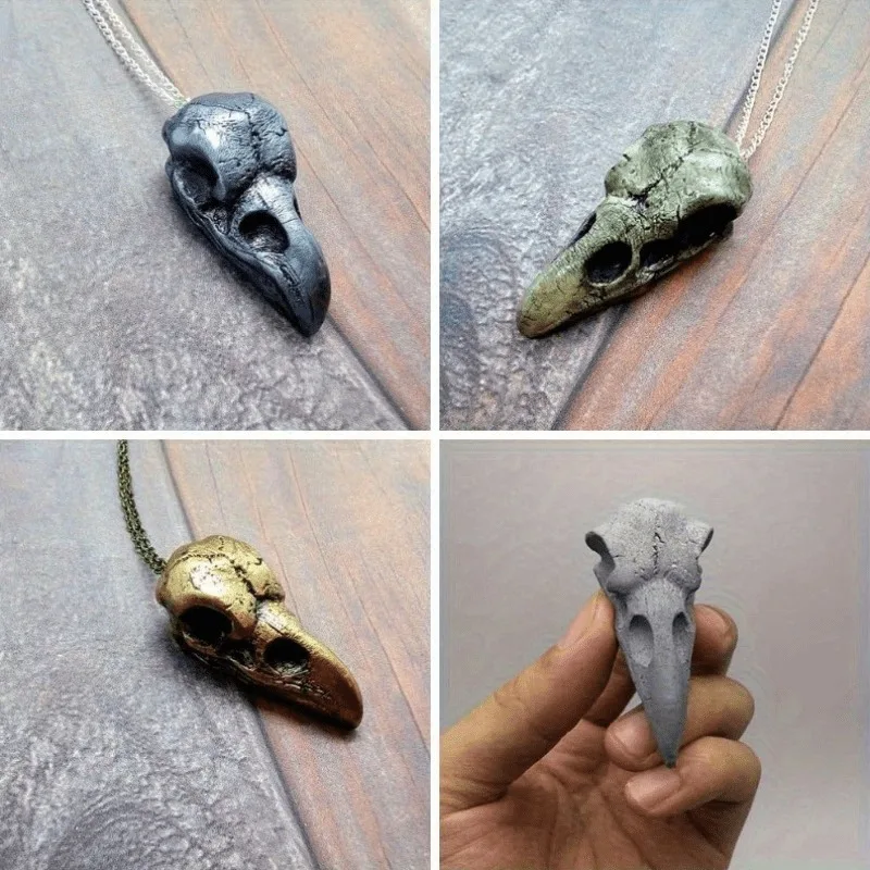 Raven Skull Silicone Mold Set, Bird Skeleton Design Art Tool, Suitable for Halloween Jewelry Making, DIY Raven Skull Pendant