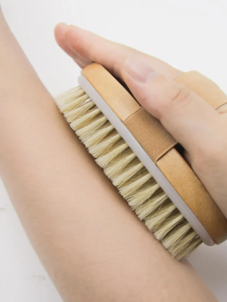 Soft And Firm Natural Bristle Body Scrub, Shower Brush, Back Scrub, Bath Or Dry Brush Body Exfoliator, Bath Brush, Back Brush Ba