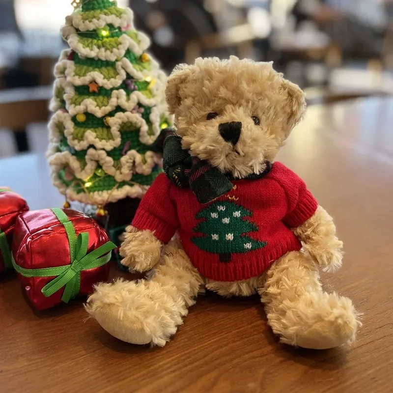 دمية دب لطيفة من القطيفة مع ملابس تغيير دمية دب دمية حيوانات محشوة للفتيات هدايا عيد الميلاد نافذة ديكور المنزل