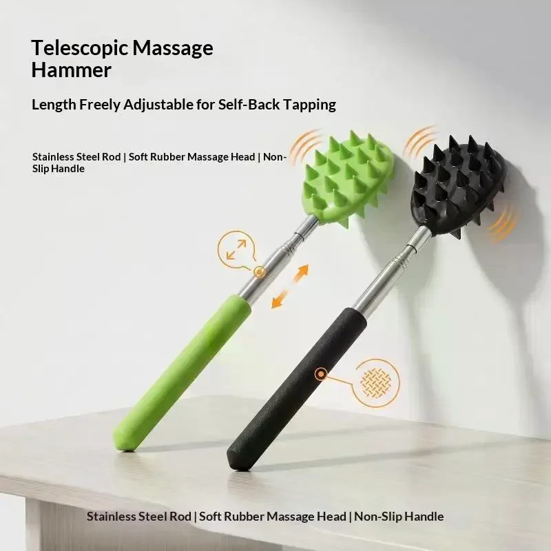 Telescopic Back Massage Stick Soft Silicone Spikes Extendable Handle For Muscle Soreness Relief Home Office Soothe