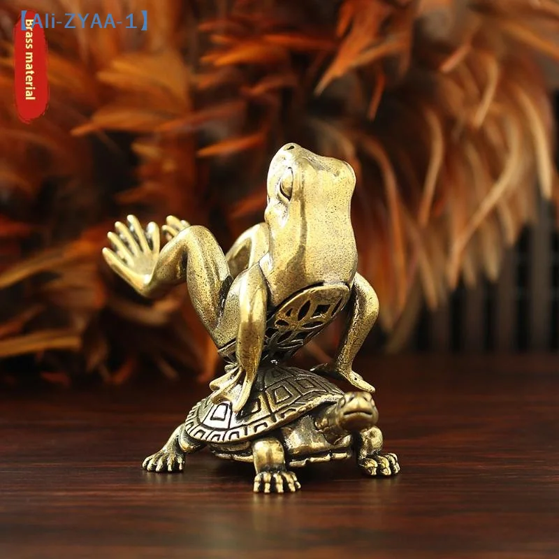 【ZYAA-1】Funny Retro Bronze Frog Ornament Desk Tea Pet Indoor Aromatherapy Incense Holder Handicraft For Home Decor Boys Gift