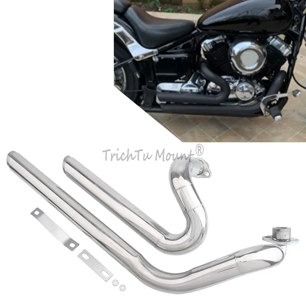 For Yamaha DRAGSTAR 400 Motorcycle Exhaust Full System Silencer Tube Muffler Pipe Stainless Steel Aluminum Alloy Chrome Black