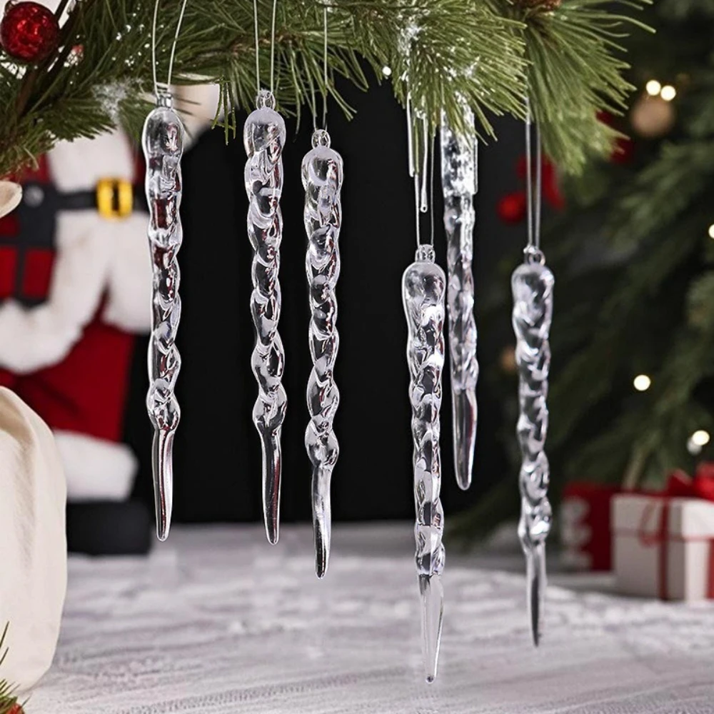 

Transparent Pendant Clear Acrylic Icicle Ornaments for Christmas Tree Decor Crystal Hanging Icicles Drop Xmas Wedding Decoration