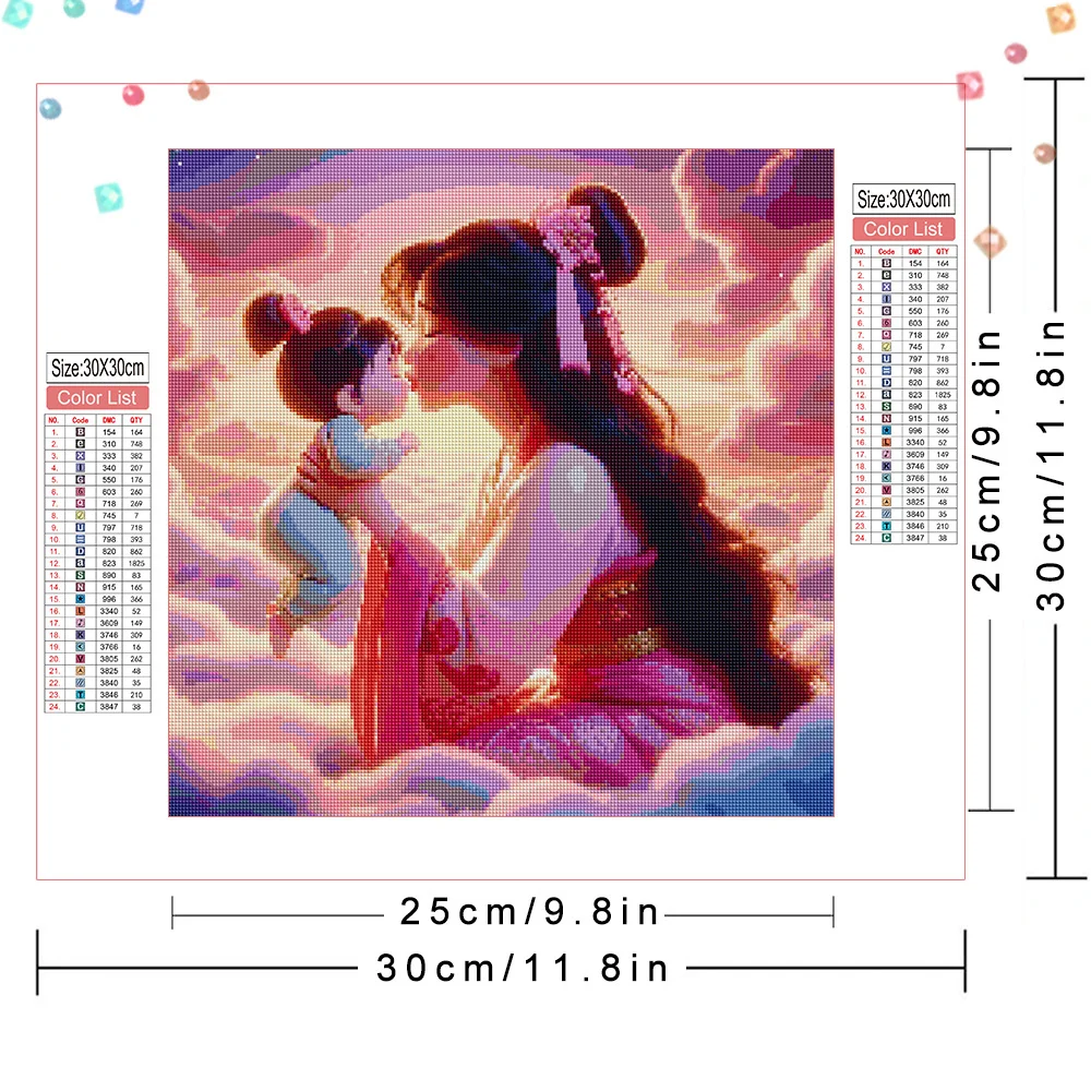 Disney Diamond Painting Mulan Jasmine Princess Mosaic Cross Stitch Set Elsa Anna Cinderella Embroidery Handmade Hobby