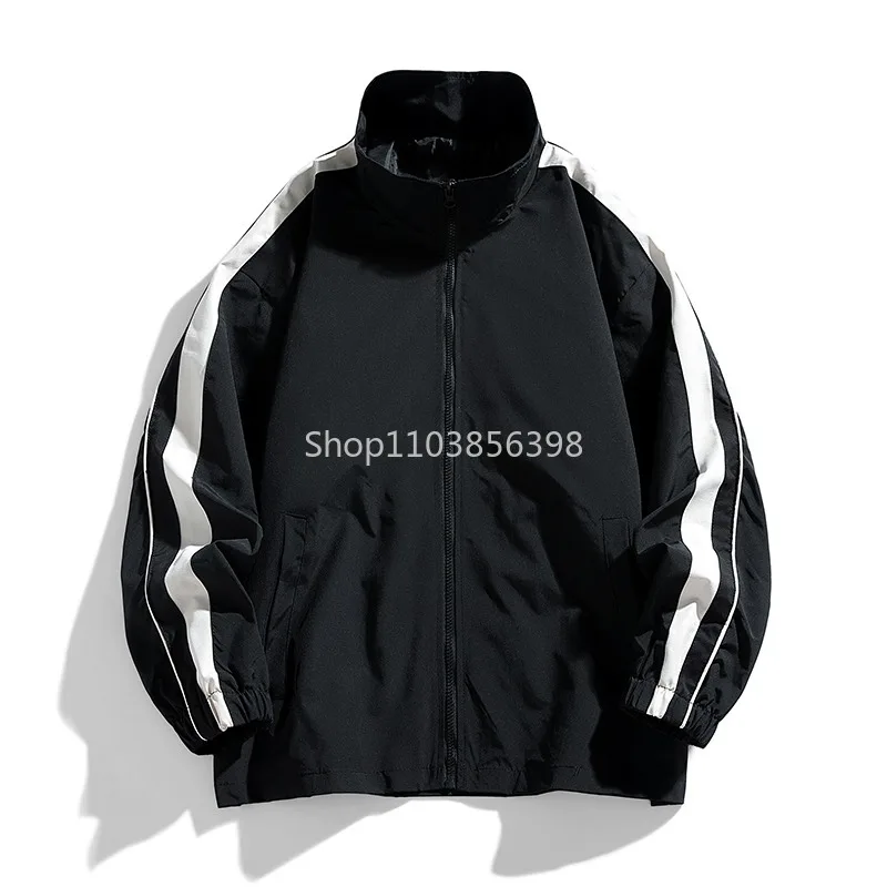 Mens Jacket Korean Fashion Casual Sports Colorblock Stand Collar Jacket Male Autumn Daily Men Coats Clothes Outwear Windbreaker