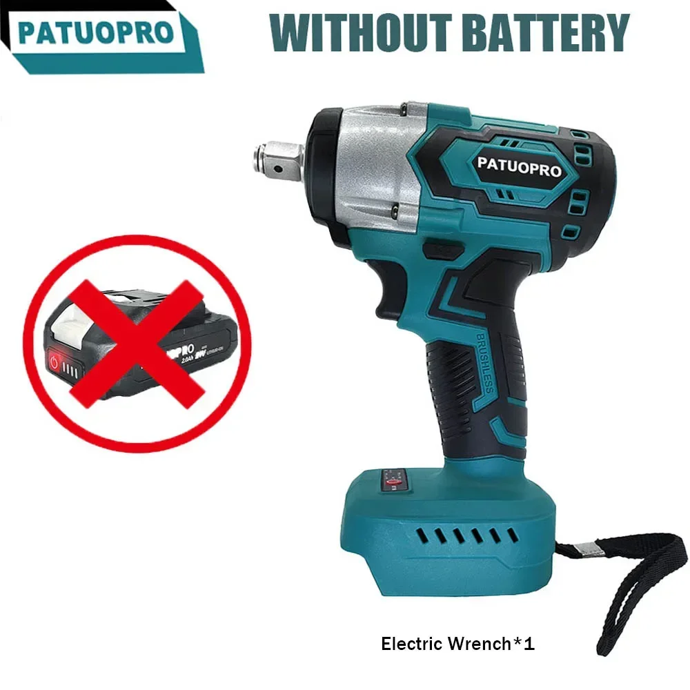 PATUOPRO 500N.m Brushless Rechargeable Electric Impact Wrench 1/2inch Cordless Handheld Tools For Makita 18V Battery(No Battery）