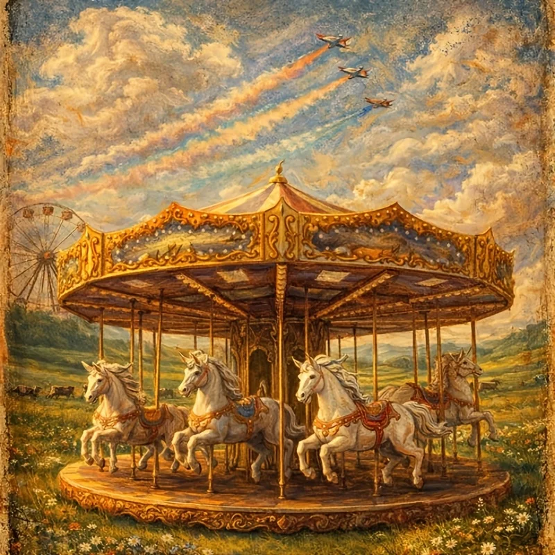 Amusement Park Carousel Jigsaw Puzzle 500/1024 PCS Holiday Stress Relieving Fun Games Home Decor Holiday Gifts