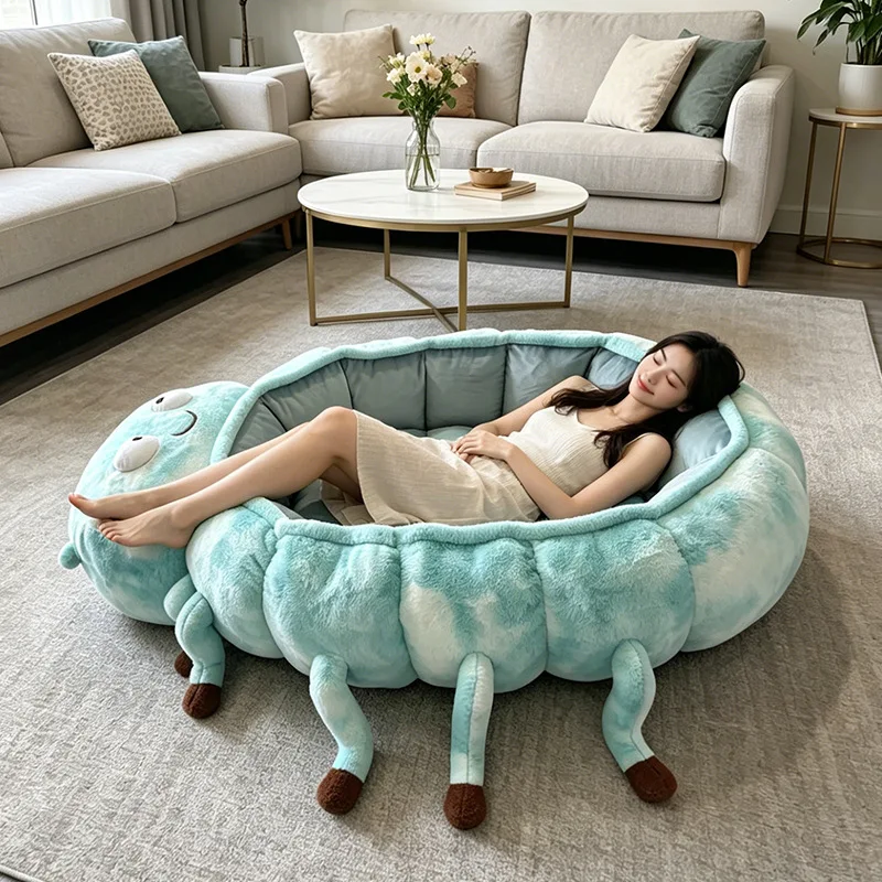 New luxury Beetle style large compression sofa, soft rabbit like plush lazy sofa bed, cute Beetle style tatami sofa bed