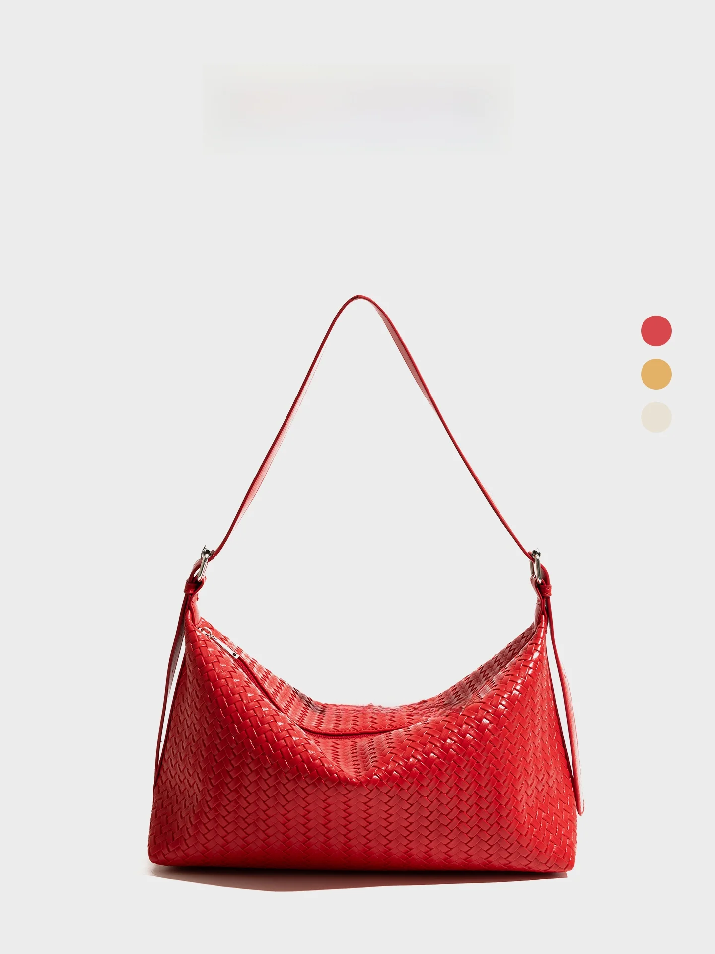 

Korean Style Soft Leather Woven Underarm Bag Women's Summer Versatile High-End Large Capacity Red Dumpling Bag Orange Girl