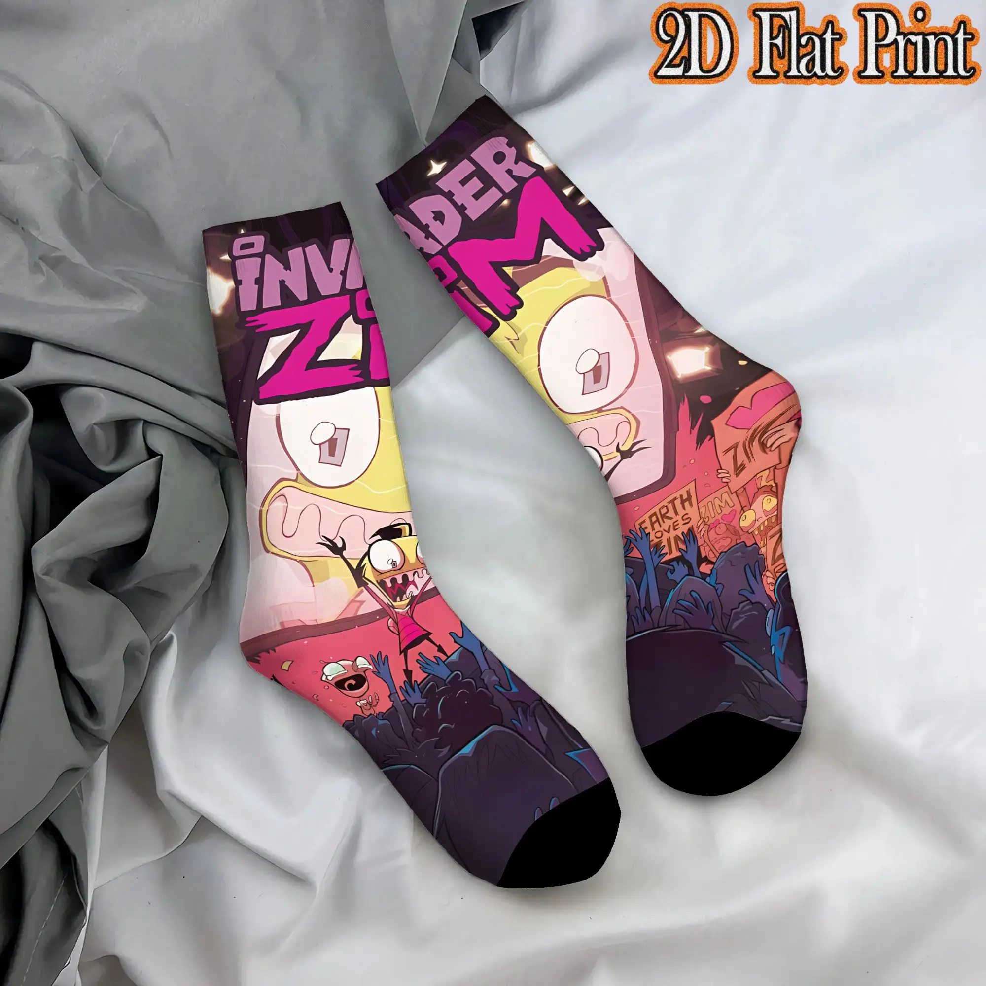Fashion Vintage Invader Zim Anime  Men's  CompressionSock Unisex  Funny Mid-Calf Socks