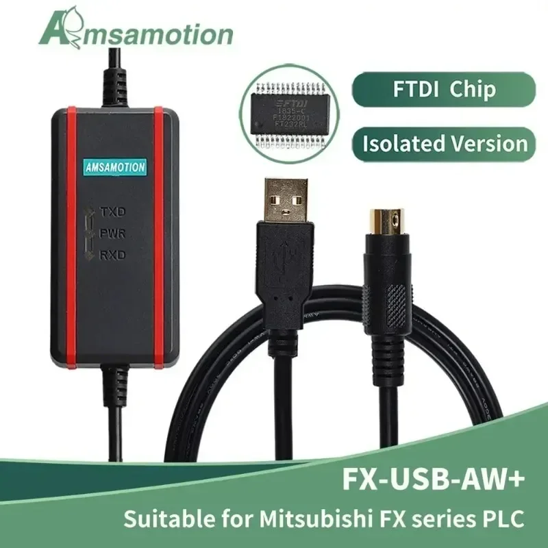 FX-USB-AW FTDI Type Communication Cable Suitable for Mitsubishi FX1N FX2N FX3UC FX3G Series PLC RS422 Programming Cable