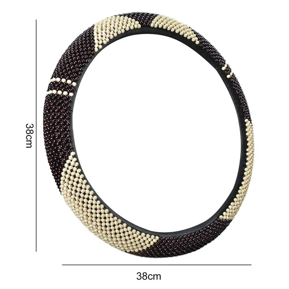 Steering Wheel Cover Beaded Anti-Skid Breathable Cooling Heat Resistant 38CM Anti Slip Car Steering Wheel Cover for Automobiles