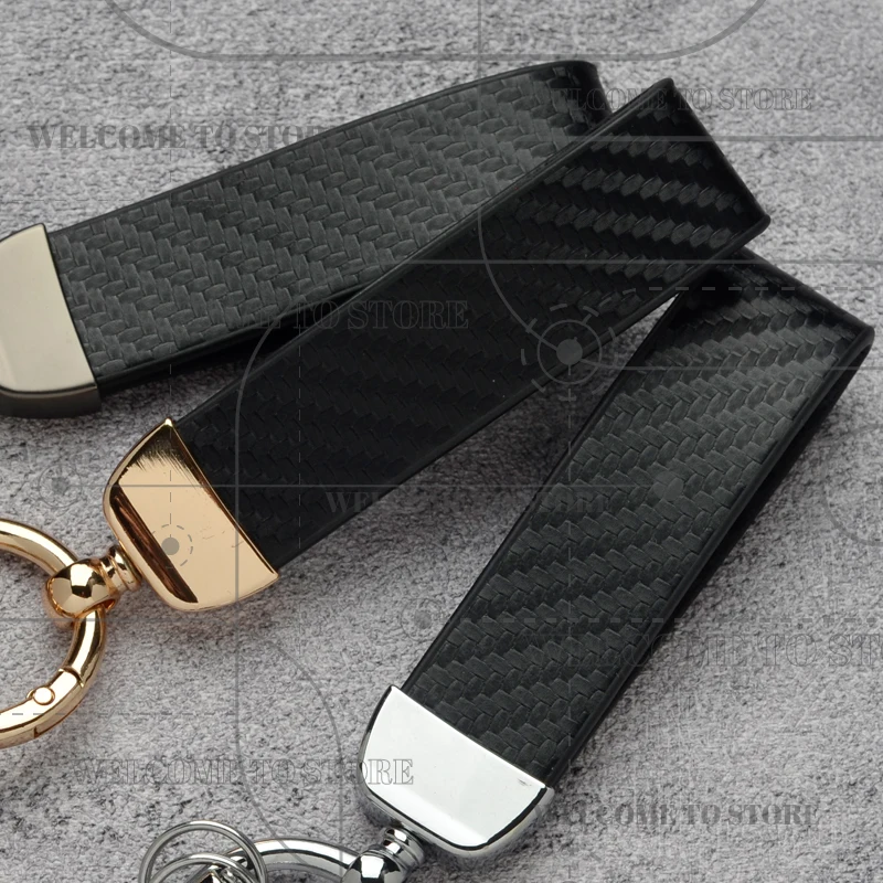 Carbon Fiber For Daihatsu Charade Luxio Terios Emblem Fashion Leather Keychain Men Women Car Key Ring Auto Accessories view 4