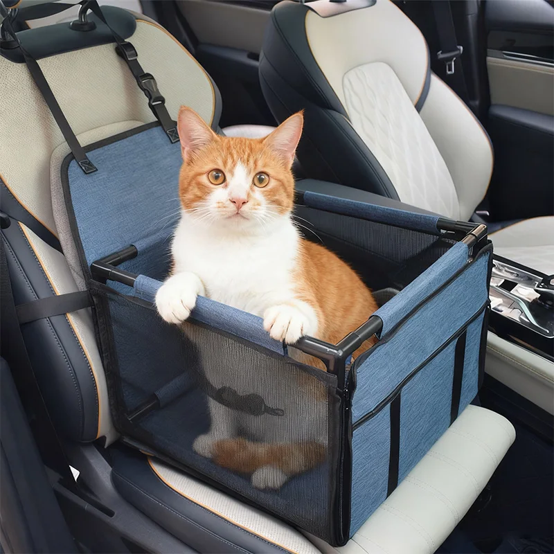 Pet Dog and Cat Safety Car Seat  Cover Foldable Hammock Pet Harness Cat Bag Basket Stable and Foldable Travel Dog Car Seat view 4