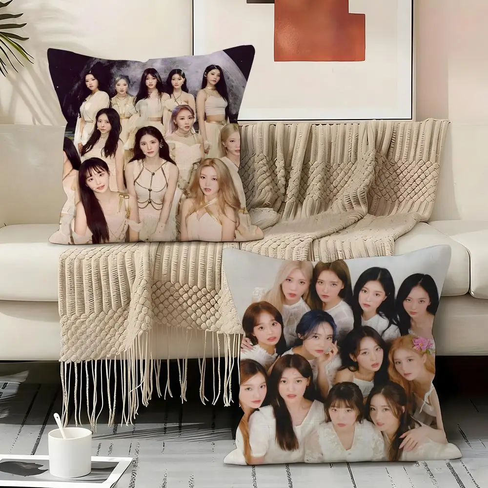 Korea Kpop Band L-Loona Kpop Cushion Cover Organic Linen Square Pillow Case Durable Non-Allergenic And Kind To Skin