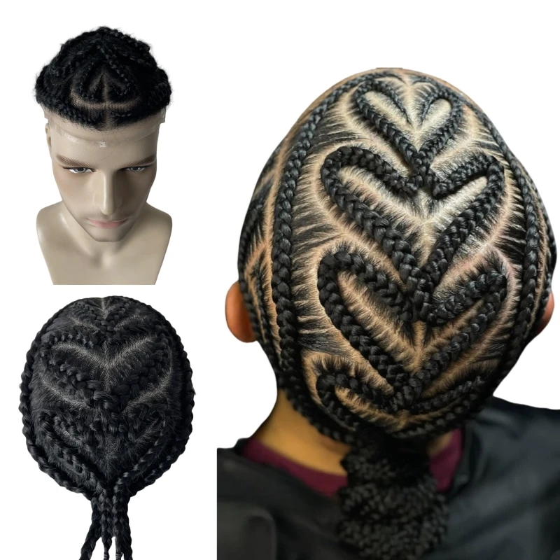 

Индийские системы натуральных человеческих волос 1. # Hearts Cornrow Braids BIO Poly Skin Toupee 8x10 Передний кружевной блок для чернокожих мужчин