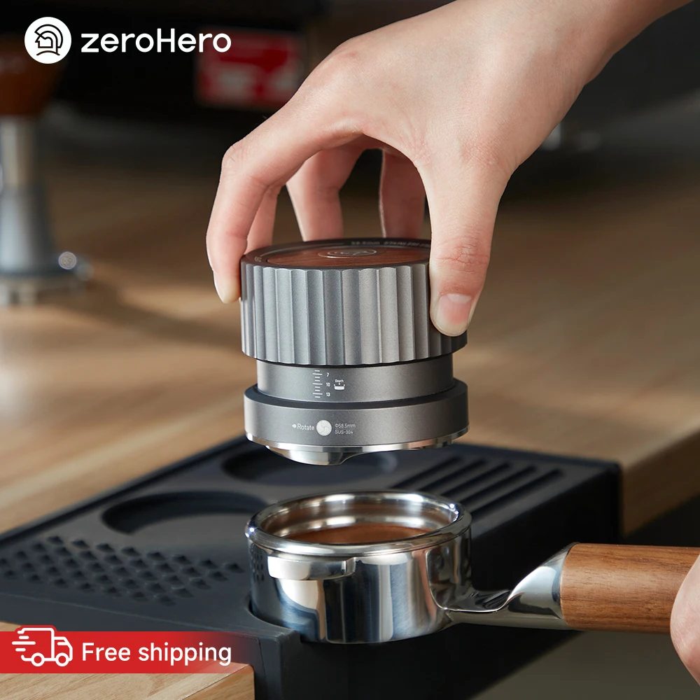 zeroHero 4-Spring Gravity Distributor 58.5mm Auto Descent Vortex Base for Espresso Portafilter Home Barista Pro Kits and Brewing