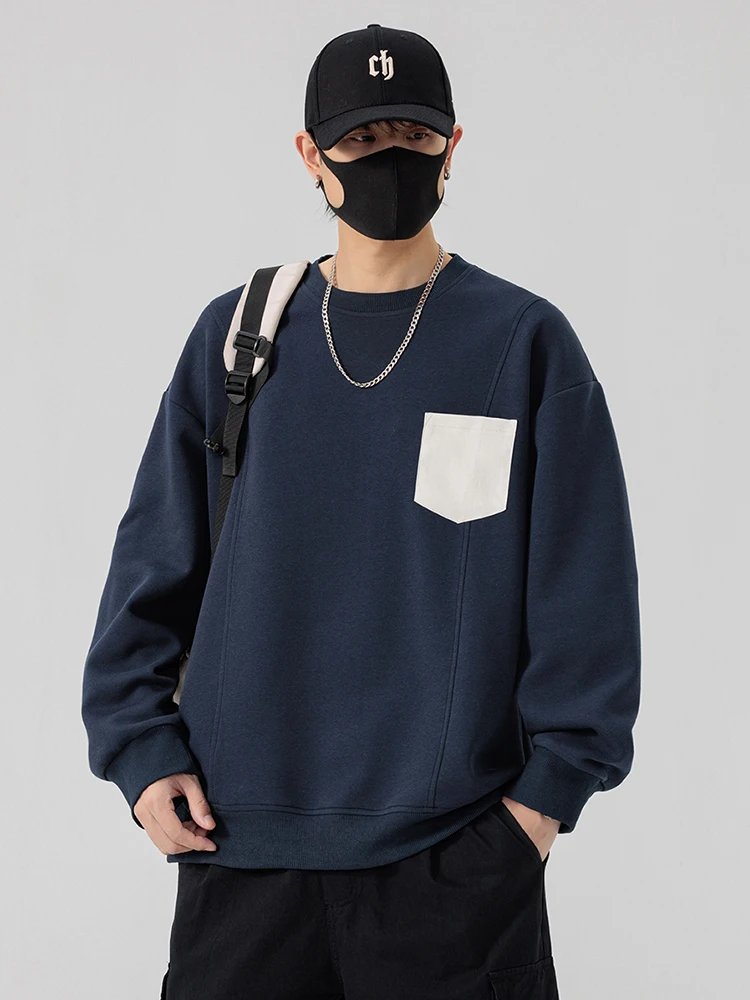 

Korean Style Men's Sweatshirts Big Size 6XL 7XL 8XL Spring Autumn Sportswear O-Neck Long Sleeve Loose Hoodie Basic Pullover Tops